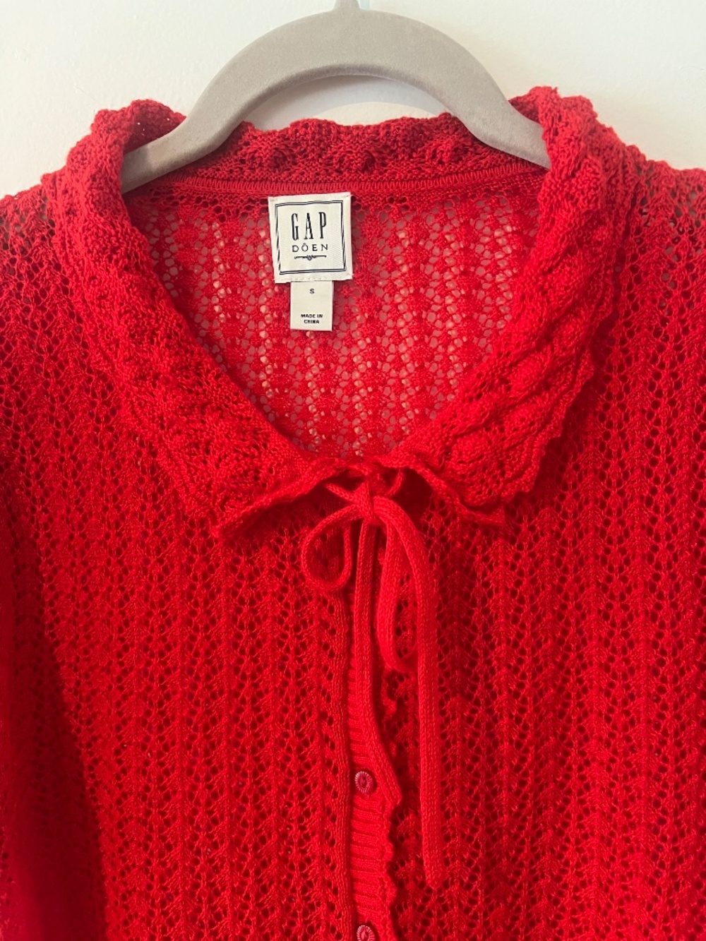 NEW Gap x DOEN Cardigan Linen Blend Short Sleeve Red Size S - Picture 6 of 8